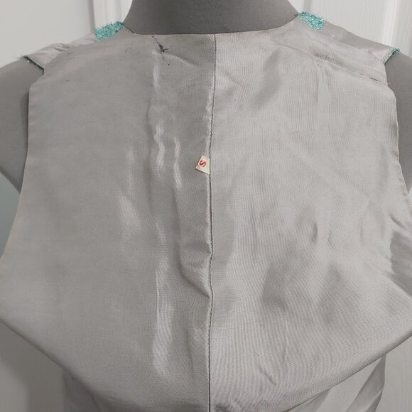 Vest - Turquoise Metallic Eyelash Fabric Grey Lining - Small - Unisex Adult - Picture 7 of 12